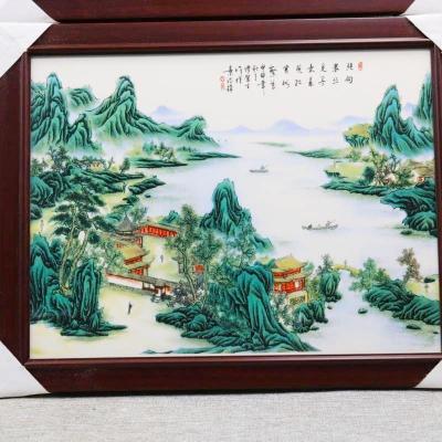 TRANH SỨ 4 TẤM HỌA TIẾT SƠN THỦY HỮU TÌNH